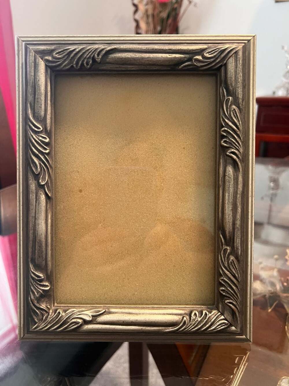 Vintage Ornate Silver Tone Tabletop Picture Frame